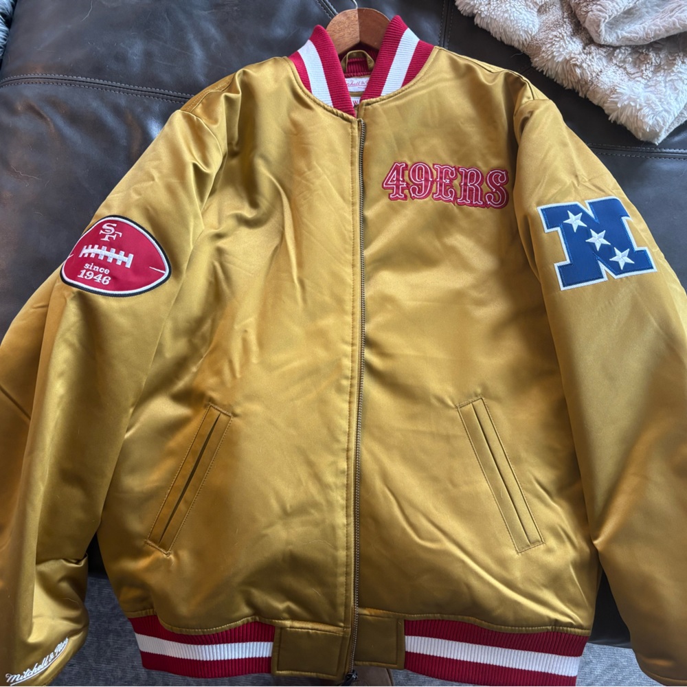 San Francisco 49ers Gold Satin Bomber Jacket